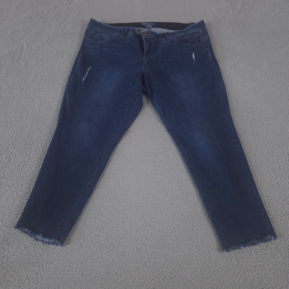 Democracy Jeans Womens 22W Blue Ab'solution Jegging Skinny Distressed Frayed Hem